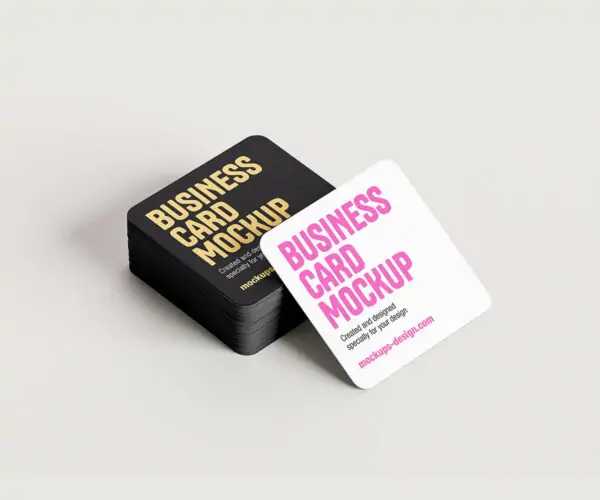 Free Rounded Square Business Card Mockup