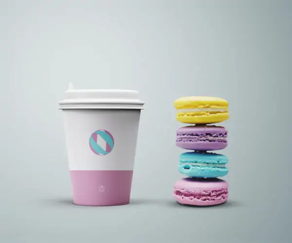 Free Coffee Cup with Cookies Mockup - PSD