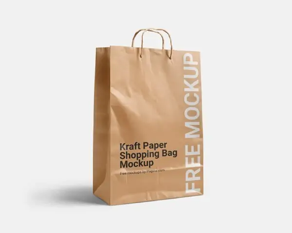 Free Large Kraft Paper Shopping Bag Mockup (PSD)