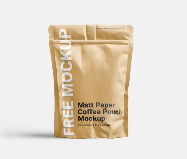 Matt Paper Coffee Pouch Mockup - PSD