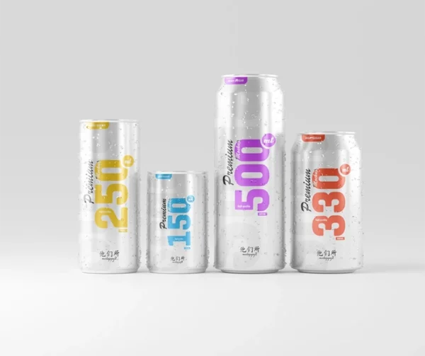 Free Multi-Size Soda Can Mockup (PSD)