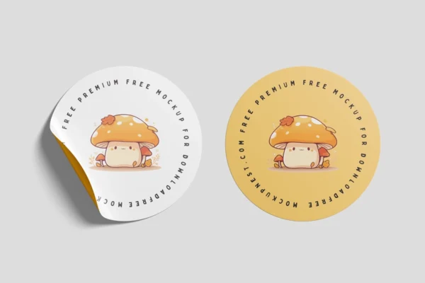 Free Round Sticker Mockup (PSD)