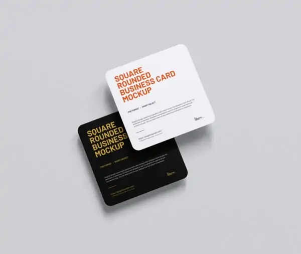 Free Rounded Square Business Cards Mockup (PSD)