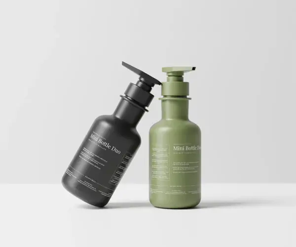 Free Small Shampoo Bottle Pair Mockup