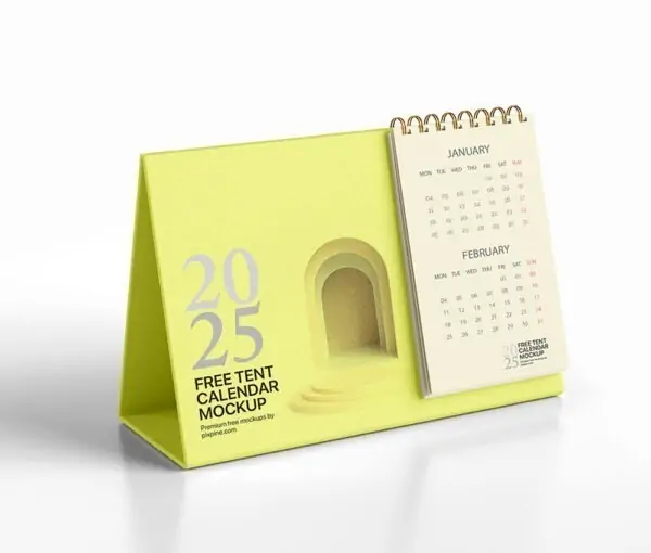 Free Table Tent Calendar Mockup (PSD)