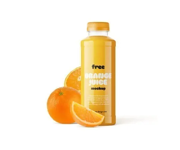 Free Orange Juice Plastic Bottle Mockup (PSD)