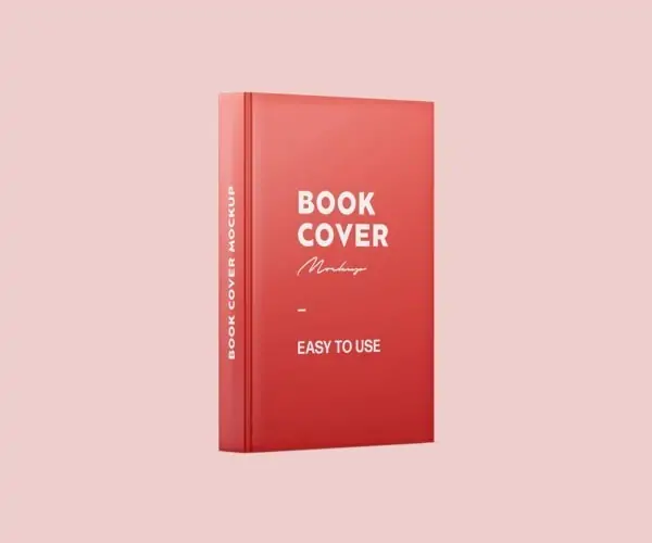 Free Red Book Spine and Cover Mockup (PSD)