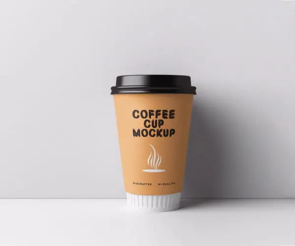 Free Paper Coffee Cup Standing Mockup (PSD)