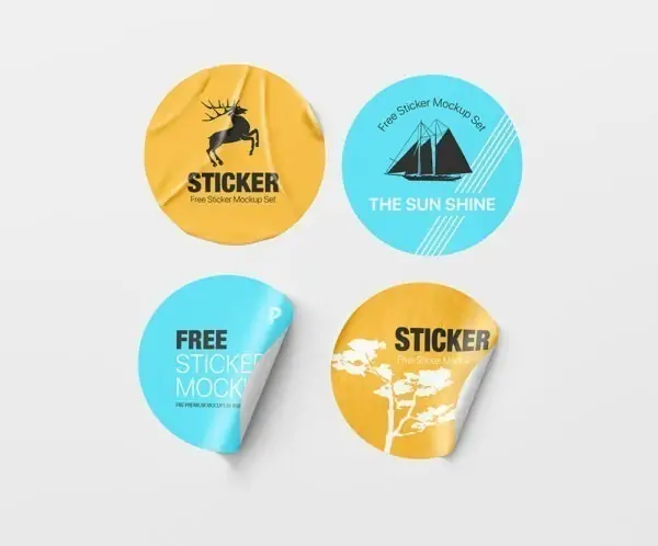 Free Round Sticker Mockup (PSD)