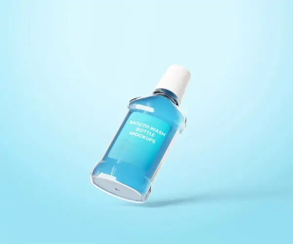 Free Mouthwash Plastic Bottle Mockup (PSD)