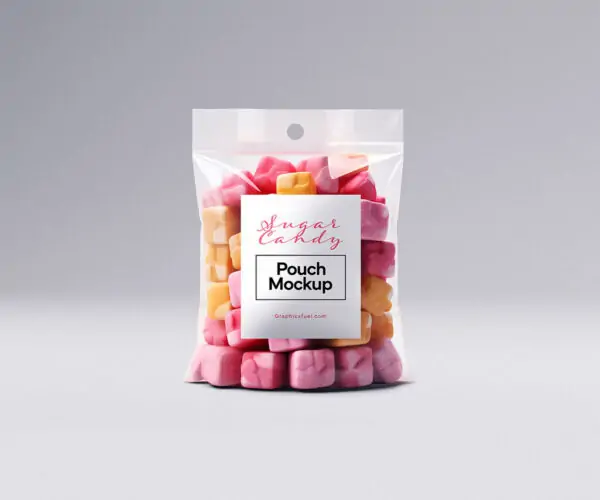 Free Sugar Candy Plastic Pouch Mockup (PSD)