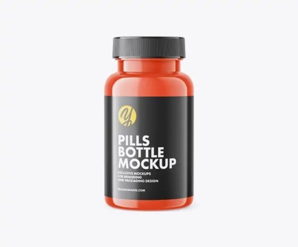 Free Glossy Plastic Pills Bottle Mockup (PSD)