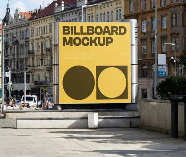 Free Outdoor Square Billboard Mockup (PSD)