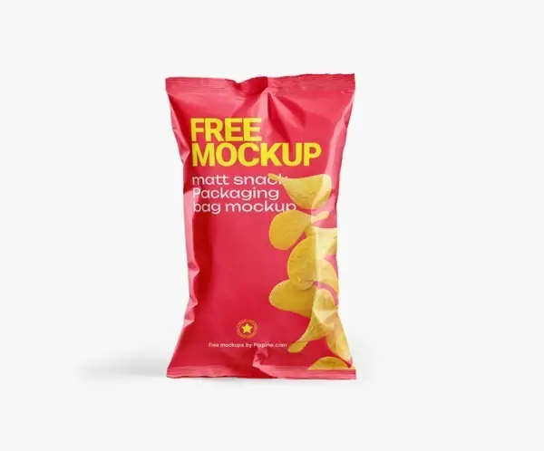 Free Snacks Packaging Bag Mockup (PSD)