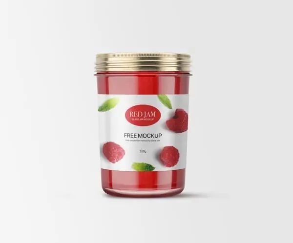 Free Fruit Jam Glass Jar Mockup (PSD)