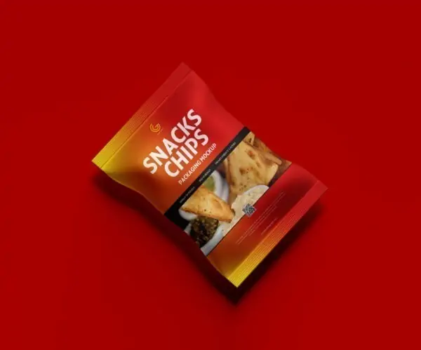 Free Snacks Chips Packaging Mockup (PSD)