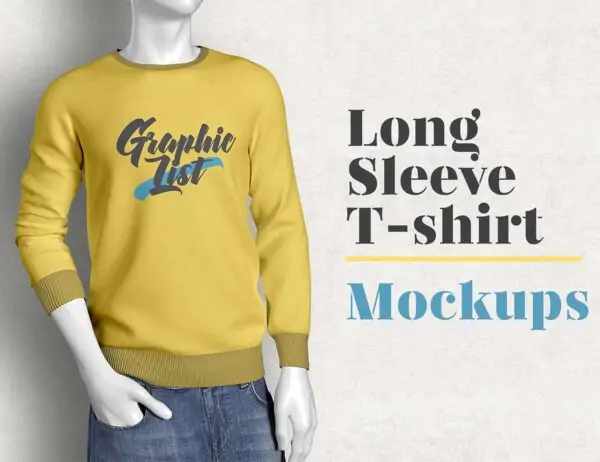 Free Long Sleeve T-Shirt Mockup (PSD)