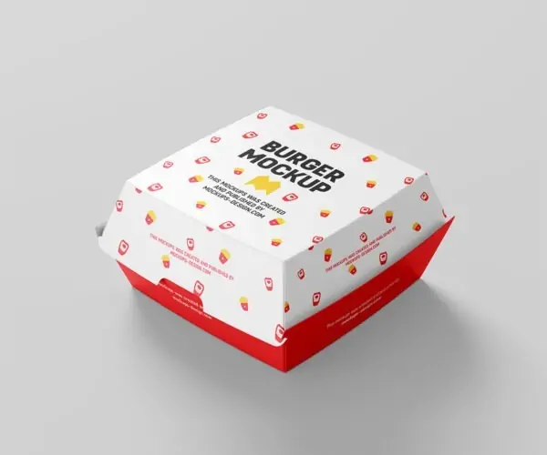 Free Square Burger Box Mockup (PSD)