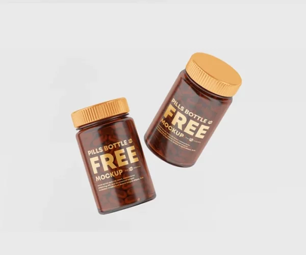 Free Pills Plastic Bottle Mockup (PSD)