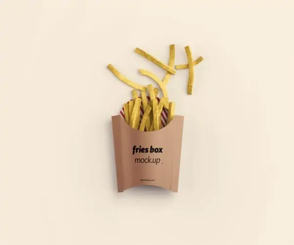 Free Fries Paper Box Mockup Mockup (PSD)