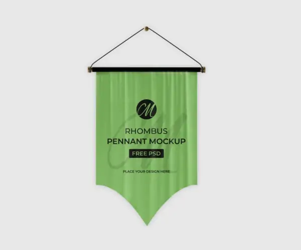 Free Hanging Promotional Flag Mockup (PSD)