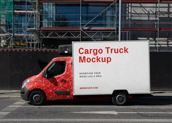 Free Small Cargo Truck Mockup (PSD)