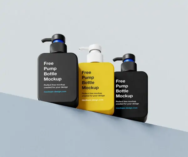 Free Square Bottle with Pump Mockup (PSD)