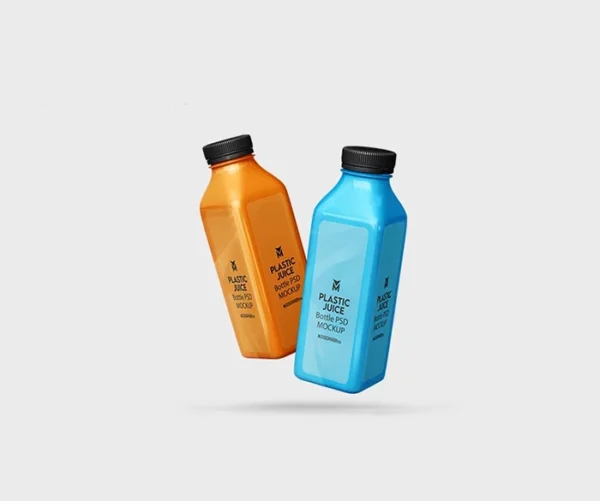 Free Plastic Juice Bottles Mockup (PSD)