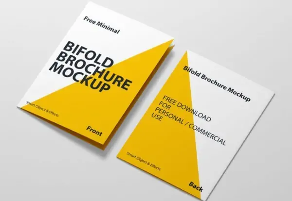 Free Minimal Bifold Brochure Mockup (PSD)