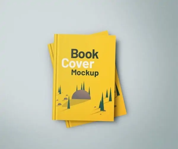 Free Book Hardcover Top View Mockup (PSD)