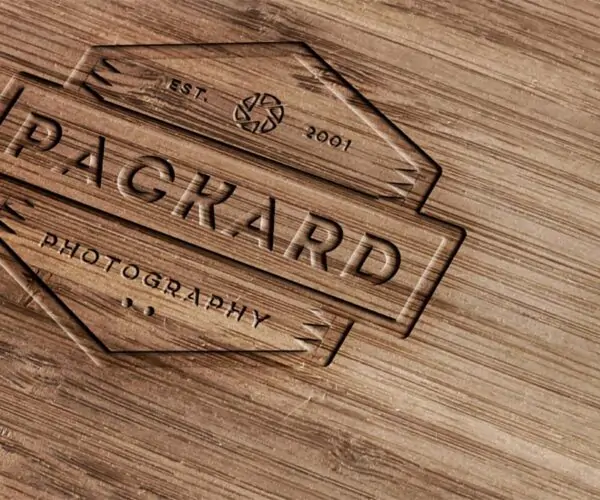 Free Wood Engraved Logo Mockup (PSD)