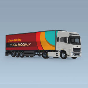 Free Semi Trailer Truck Mockup