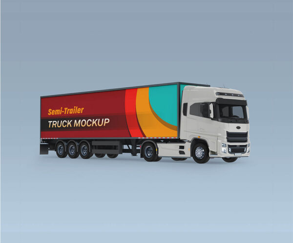 Free Semi Trailer Truck Mockup