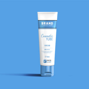 Free Cosmetic Tube Mockup Blue Lid Vectoclub